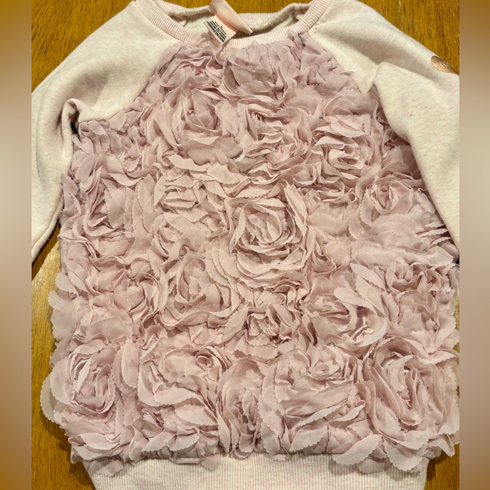 Juicy Couture Girls Pink Rosette Sweatshirt Size 5 Floral Boutique Pullover